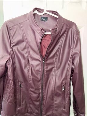 Simply Emma Burgundy /Mauve Faux Leather Zip Jacket Size XL